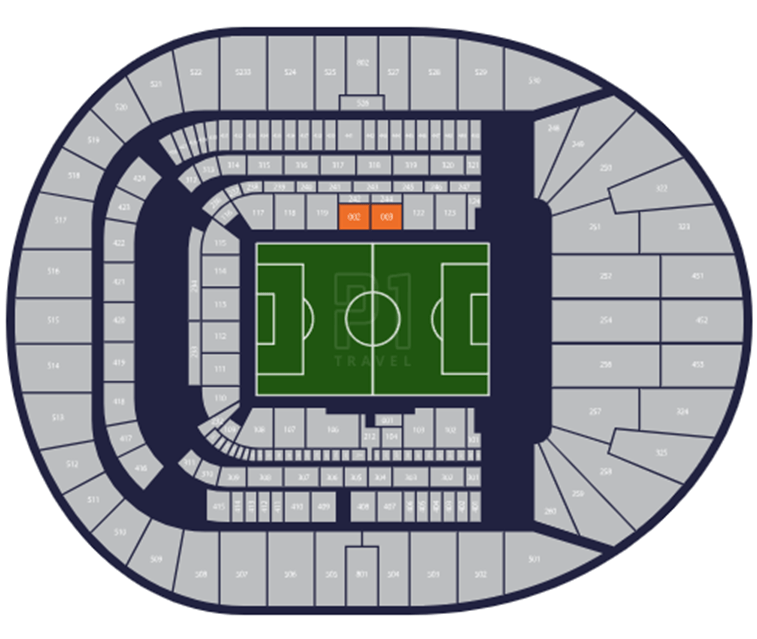 Overview map of a football stadium